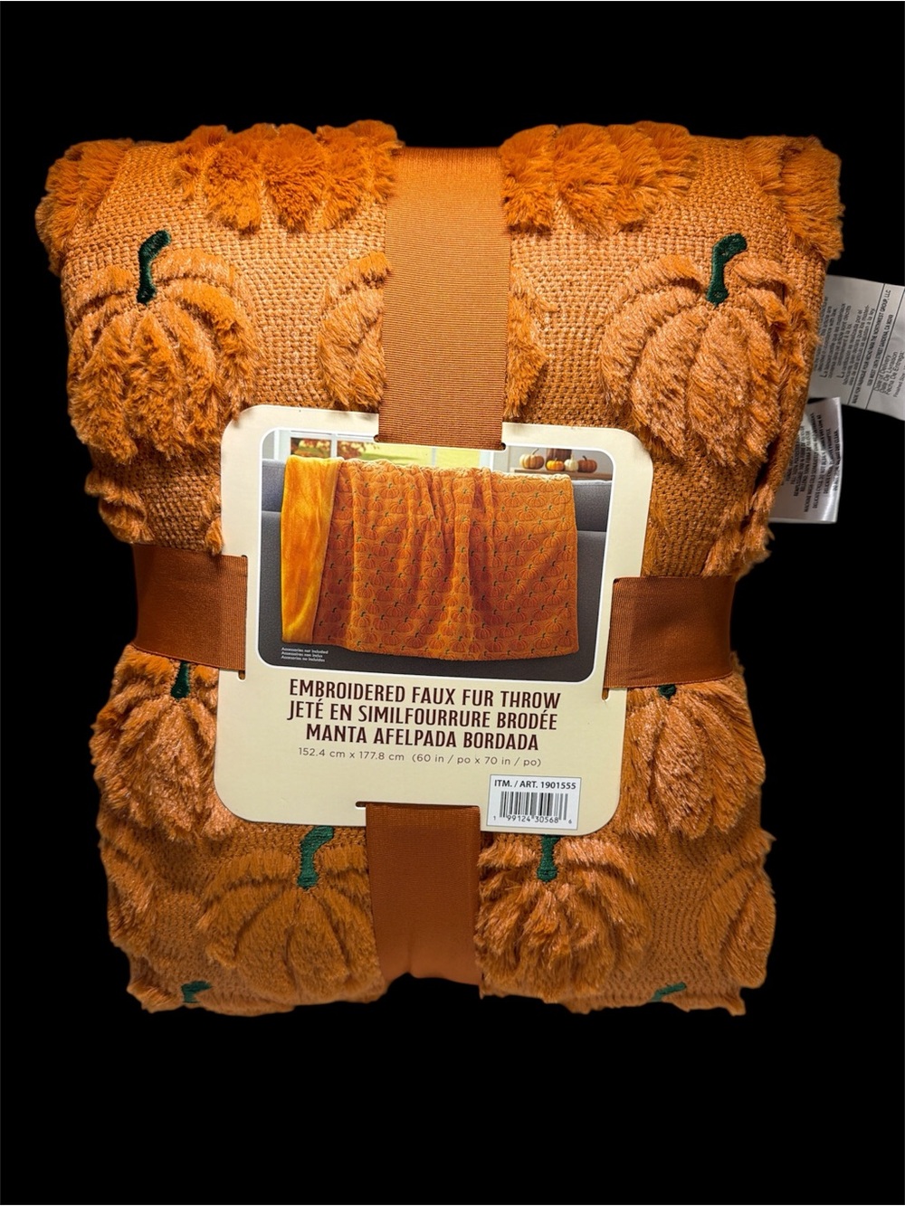 Northwest Orange Embroidered Pumpkin Throw